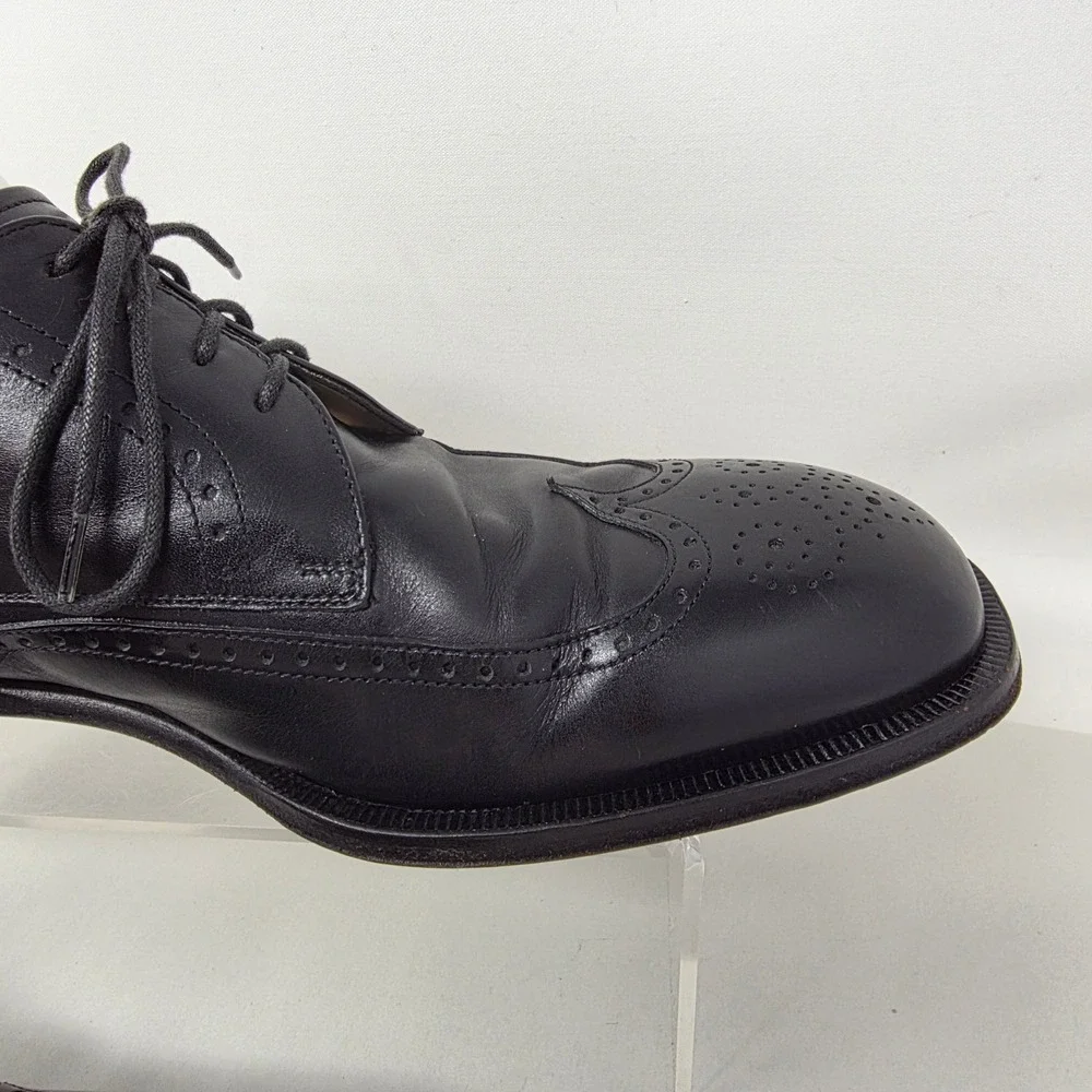 Rockport Wingtip Oxford Mens 9 W APM50131 Black Leather Dress Shoes Italy Good